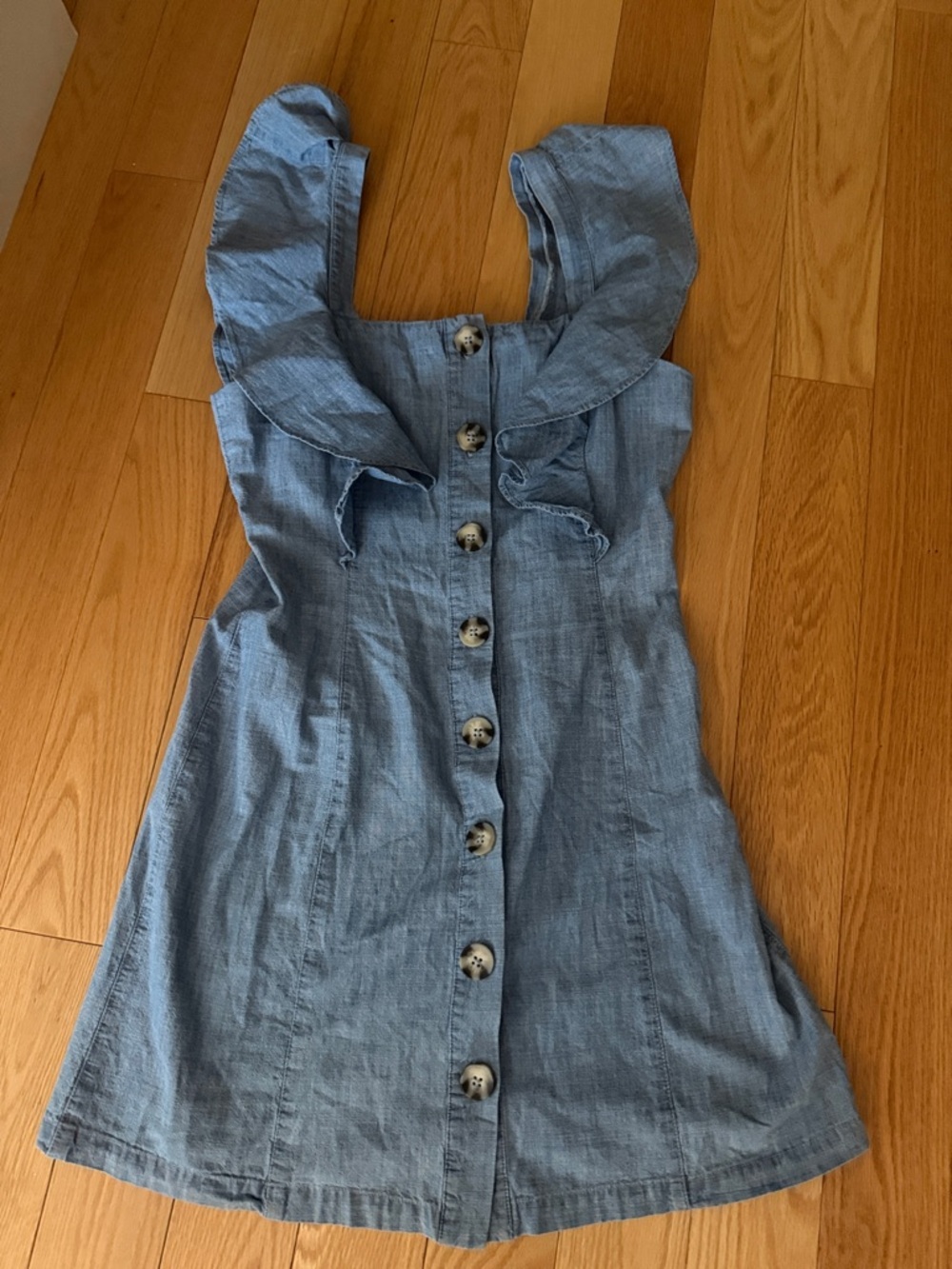 Topshop Light Blue Denim Top with Label Detail